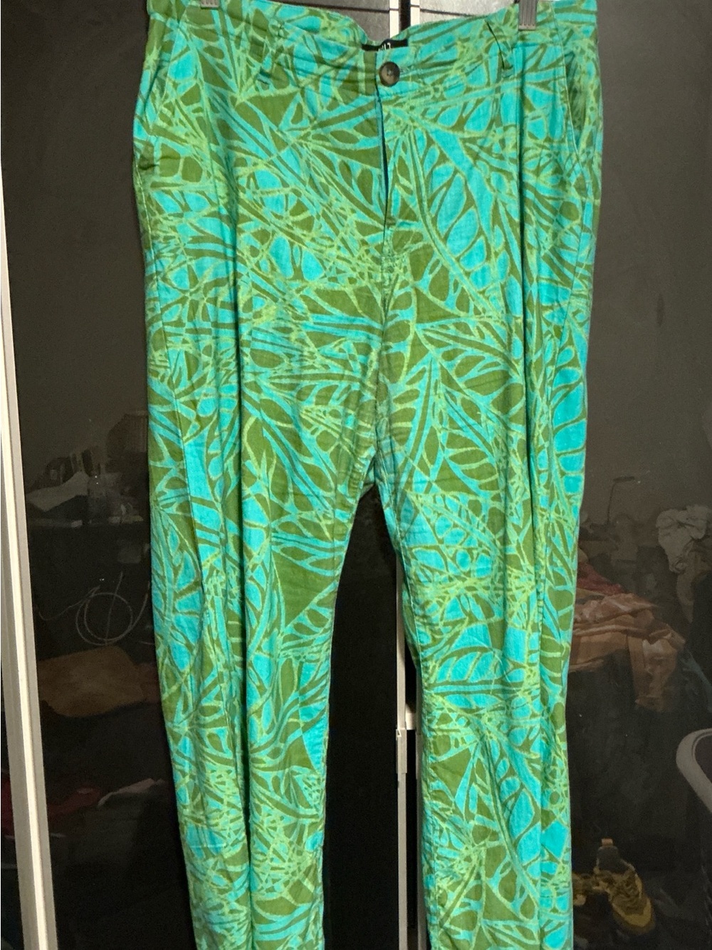 Kut from the Kloth Green and Teal Leaf-Print Leggings